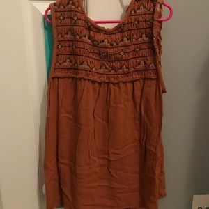 Rust Orange Floral Print Tank Top